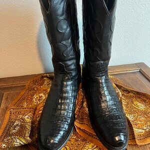 Lucchese Men’s Black Caiman CHARLES Boots Size 11